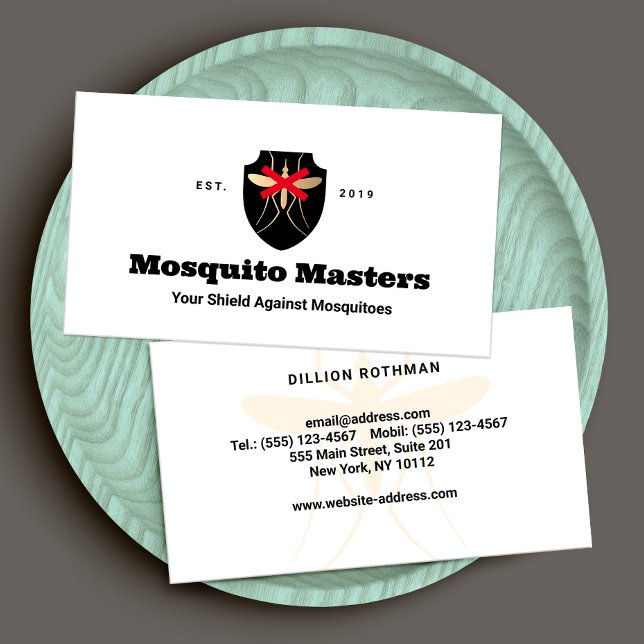 Mosquito Pest Control Shield Logo Business Card (Creator Uploaded)