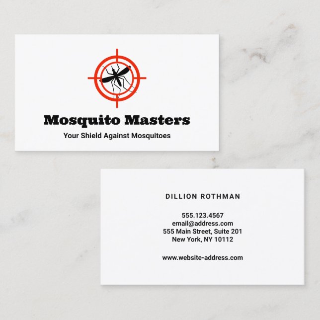 Mosquito Pest Control Target Logo Business Card (Front/Back)