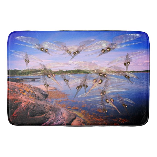Mosquito swarm, scandinavia fjord, bath mat (Front)