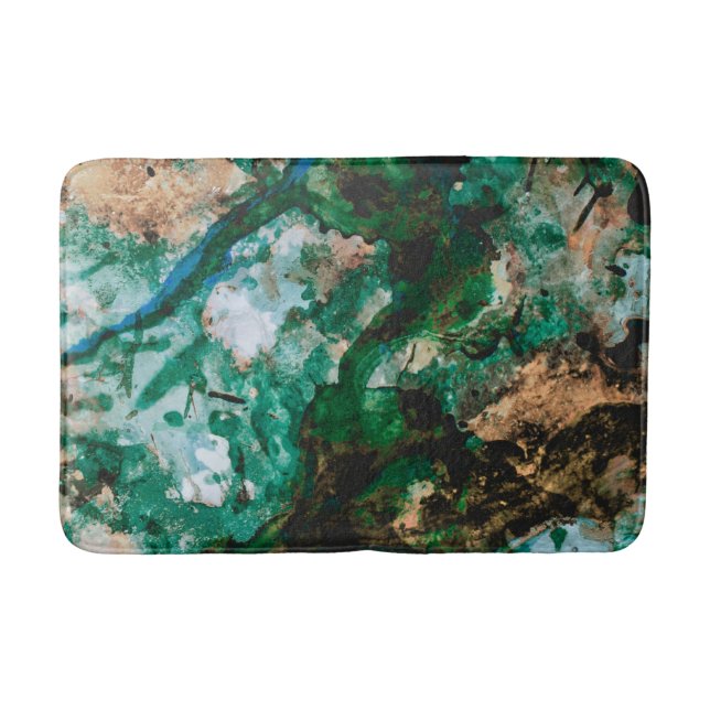 Moss Agate Green Crystal Geode Abstract Bath Mat (Front)
