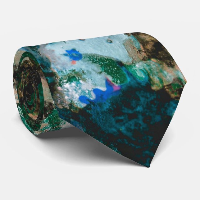 Moss Agate Green Crystal Geode Abstract Tie (Rolled)