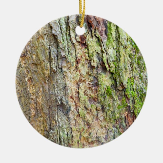 Moss-Covered Tree Bark Ceramic Tree Decoration (Front)