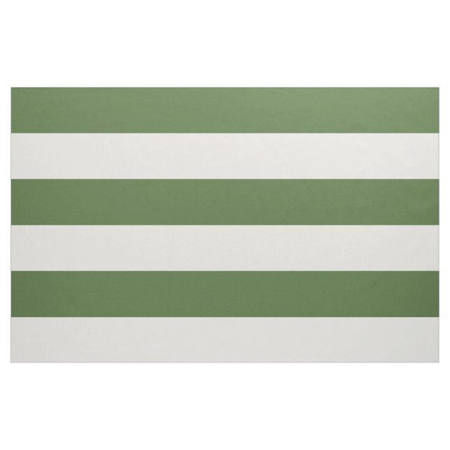 Moss Green and Ivory Wide Stripes Large Scale Fabric (Yard)