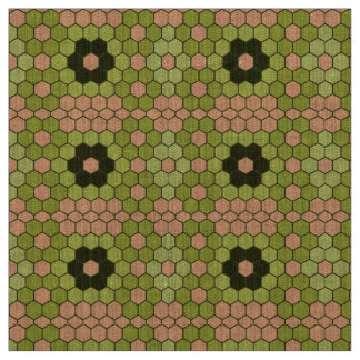 Moss Green and Peachy Pink Mosaic Fabric
