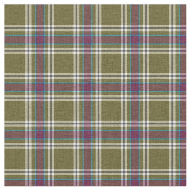 Moss Green and Purple Fashion Plaid Fabric (Close Up)