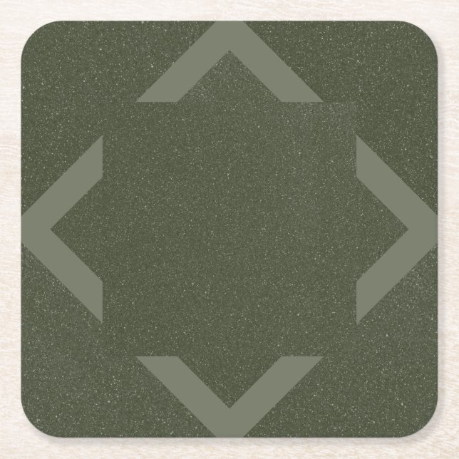Moss Green Arrow Corners Paper Coaster (Front)