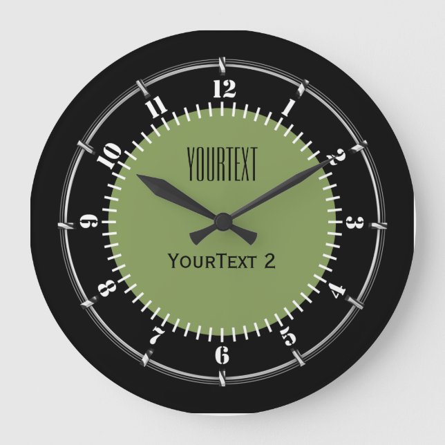 Moss Green Background Solid Color Personalize this Large Clock (Front)