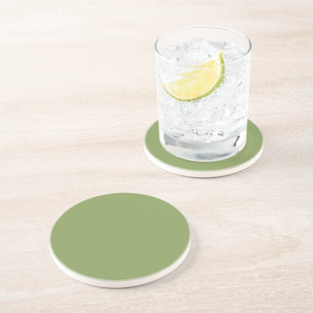 Moss Green Background Solid Colour Customise this Coaster (Side)