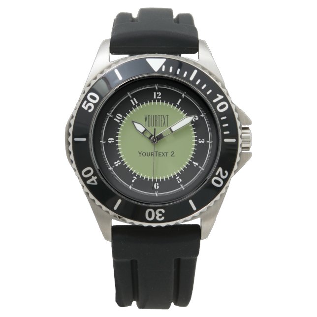 Moss Green Background Solid Colour Personalise thi Watch (Front)