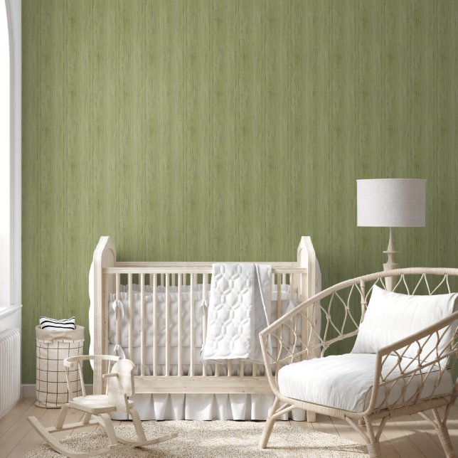 Moss Green Bamboo Wood Grain Look Wallpaper (Kids)