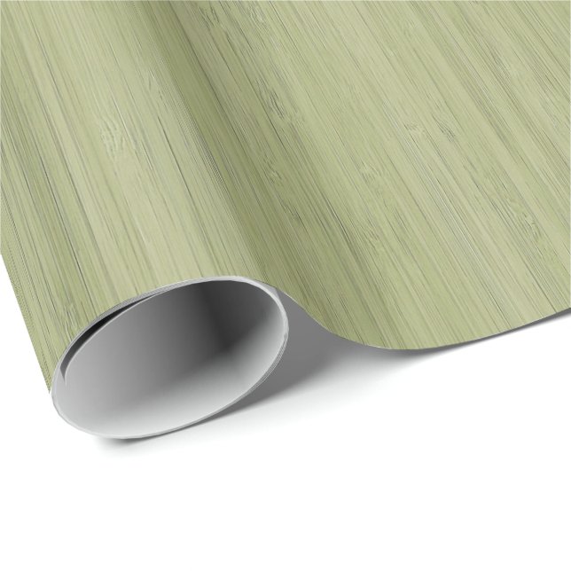 Moss Green Bamboo Wood Grain Look Wrapping Paper (Roll Corner)