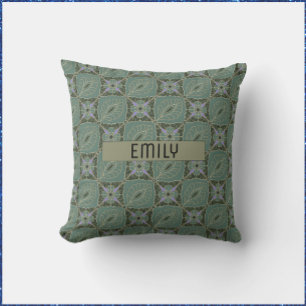 Moss Green Batik Print Cushion