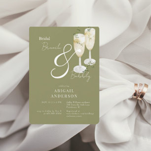 Moss Green Bridal Brunch & Bubbly Shower  Invitation