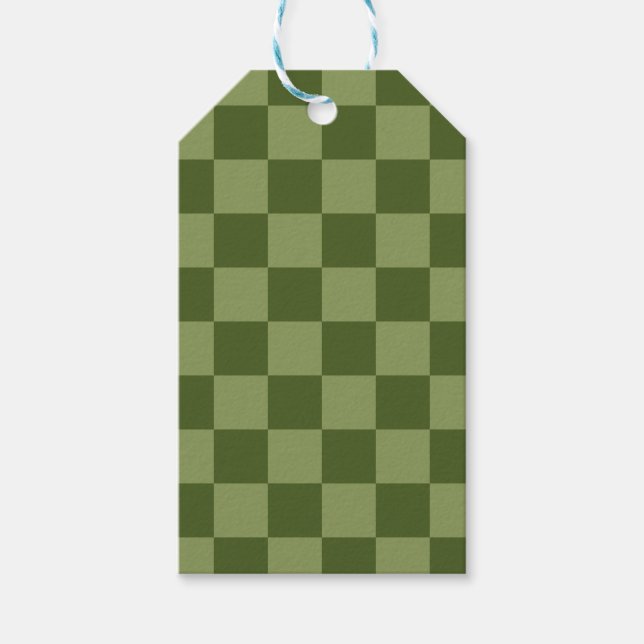 Moss Green Chequerboard Gift Tags (Front)