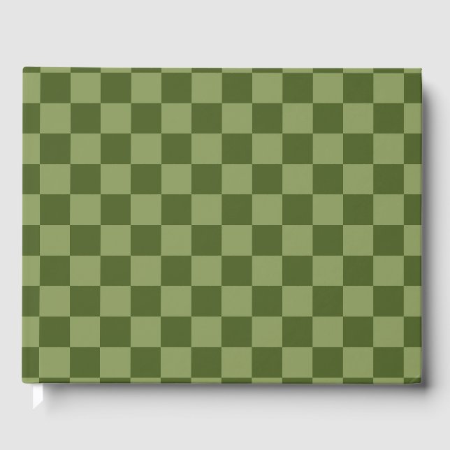 Moss Green Chequerboard Guest Book (Front)