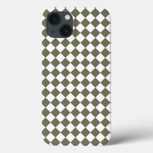 Moss Green Chequerboard pattern iPhone 13 Case