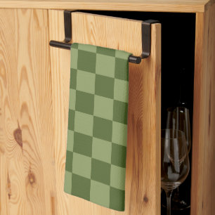 Moss Green Chequerboard Tea Towel