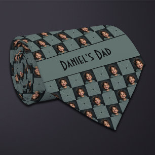 Moss Green Chequered Photo Tie