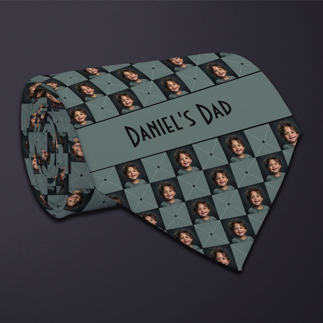 Moss Green Chequered Photo Tie (Creator Uploaded)