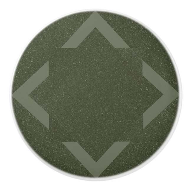 Moss Green Chevron Ceramic Drawer Knob – Customise (Front)