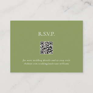 Moss Green Contemporary QR Code Wedding RSVP II Enclosure Card