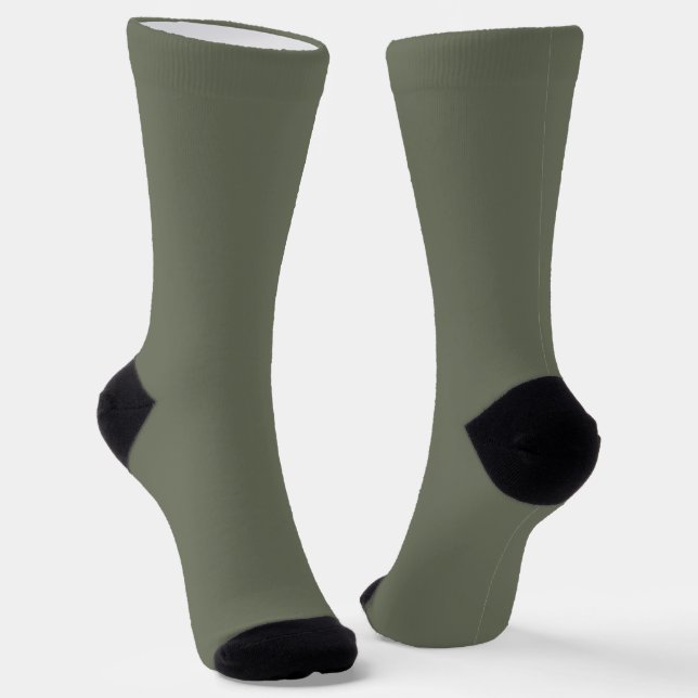 Moss Green Crew Socks – Customisable Pair (Angled)