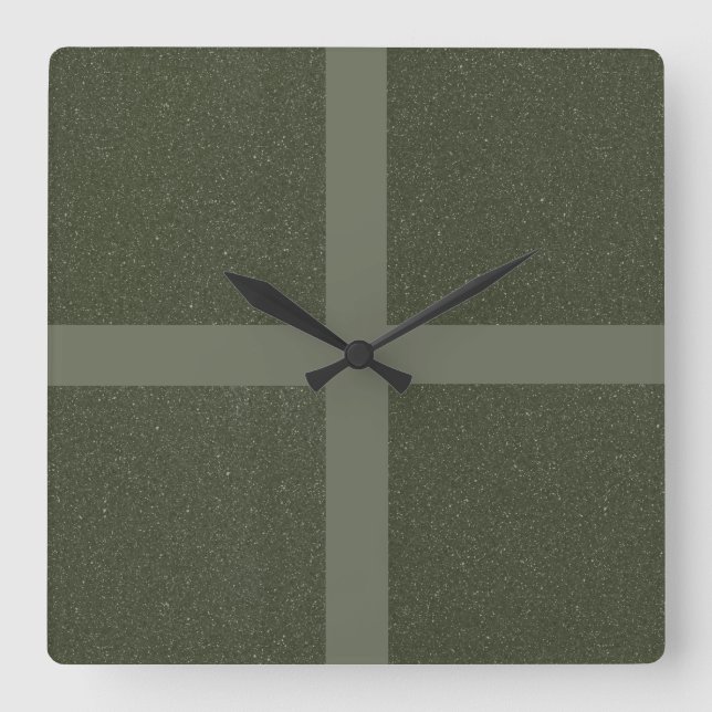 Moss Green Cross Pattern Wall Clock (Front)