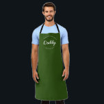 Moss Green Custom Name Year Master Baker Daddy Apron<br><div class="desc">Lots of talent coming out of that kitchen. Encourage Master Baker Daddy to keep those sweet treats coming with this personalised, modern and unique apron. Customise the words and established year as you need. This dad apron is moss green with white type. Stylish typography style treatment. Makes for a great...</div>