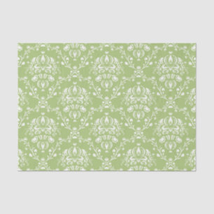 Moss Green Damask Tissue Paper