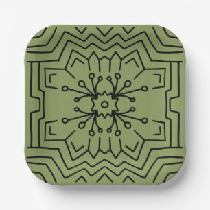 Moss green deco paper plate