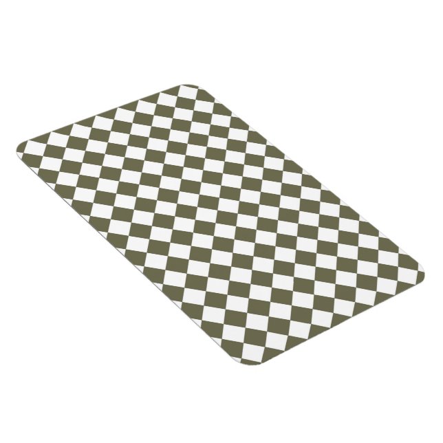 Moss Green Diamond Check pattern Magnet (Right Side)