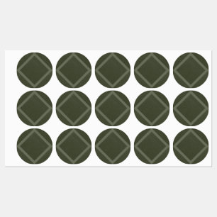 Moss Green Diamond Frame Circle Stickers Labels