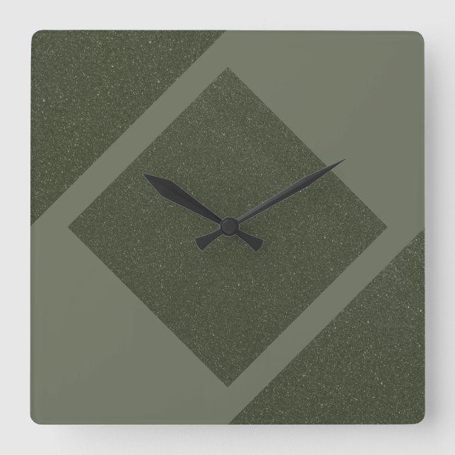 Moss Green Diamond Wall Clock Design (Front)