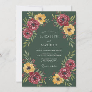 Moss Green Dramatic Autumn Wedding Invitation