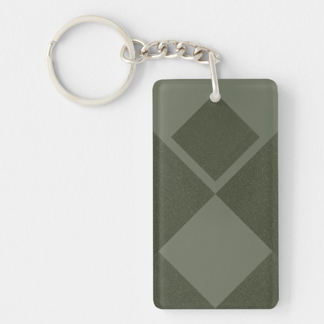 Moss Green Dual Diamond Keychain – Customisable (Front)