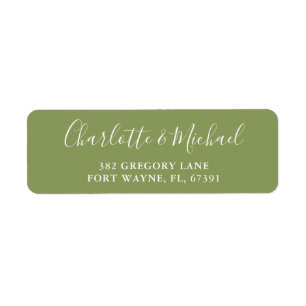 Moss Green Elegant Modern Script Return Address