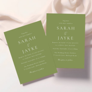 Moss Green Elegant Wedding Invitation