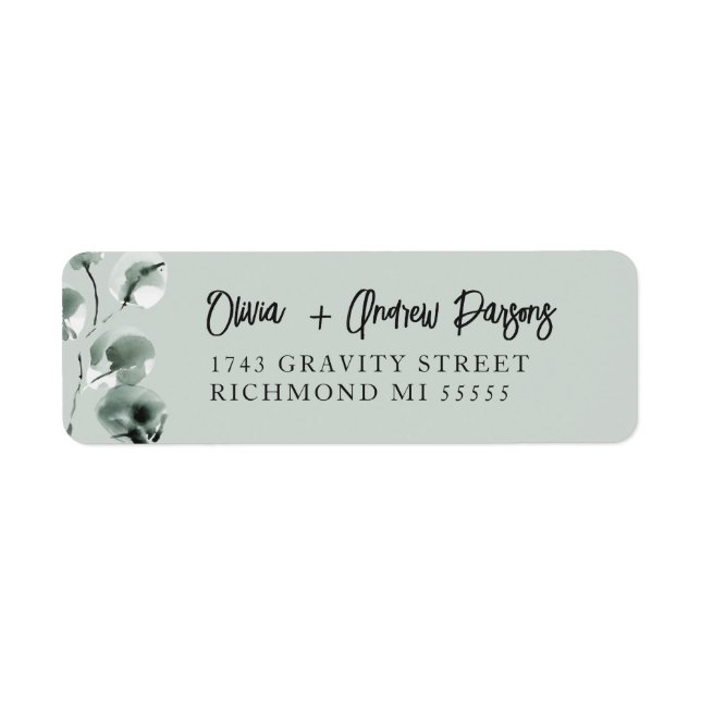 Moss Green Eucalyptus Hand Lettered Script Address (Front)