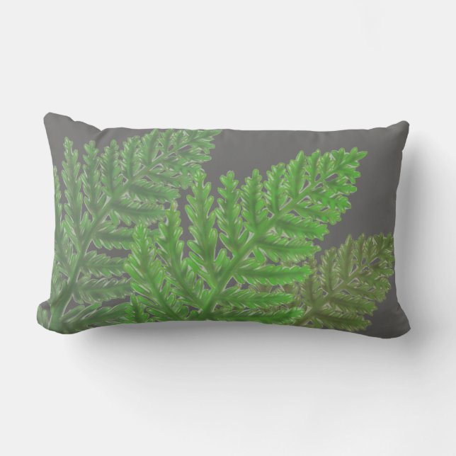 Moss Green Fern Lumbar Cushion (Front)