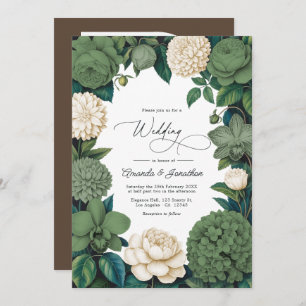 Moss Green, Fern Soft & Antique Cream Wedding Invitation