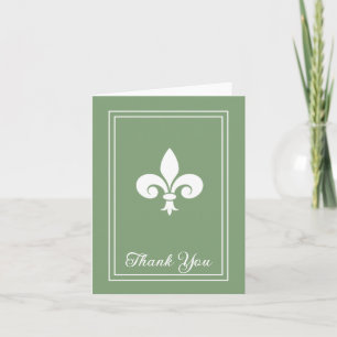 Moss Green Fleur de Lis Thank You Card