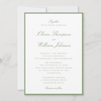 Moss Green Framed Wedding Invitation