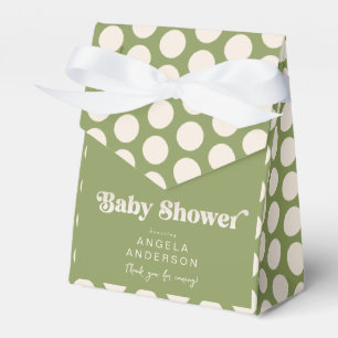 Moss Green Geometric Baby Shower Thank You Favour Box