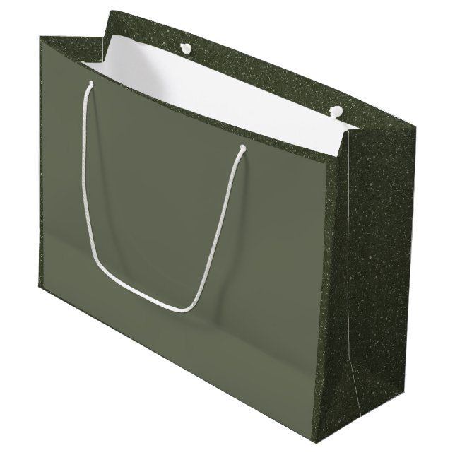Moss Green Gift Bag with Textured Sides (Front Angled)