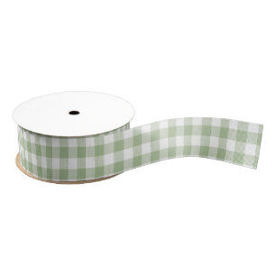 Moss Green Gingham Grosgrain Ribbon