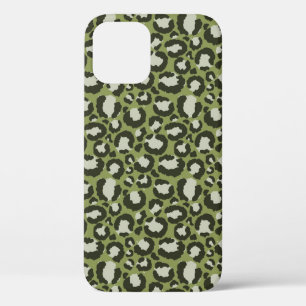 Moss Green Glamorous Leopard Spots Animal Print iPhone 12 Case