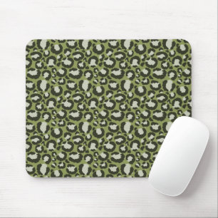 Moss Green Glamourous Leopard Spots Animal Print Mouse Pad