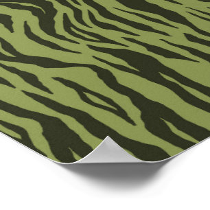 Moss Green Glamourous Tiger Stripes Animal Print
