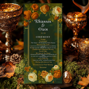 Moss Green & Gold Woodland Druid Hills Wedding  Programme