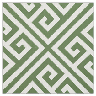 Moss Green Greek Key Large Scale Fabric